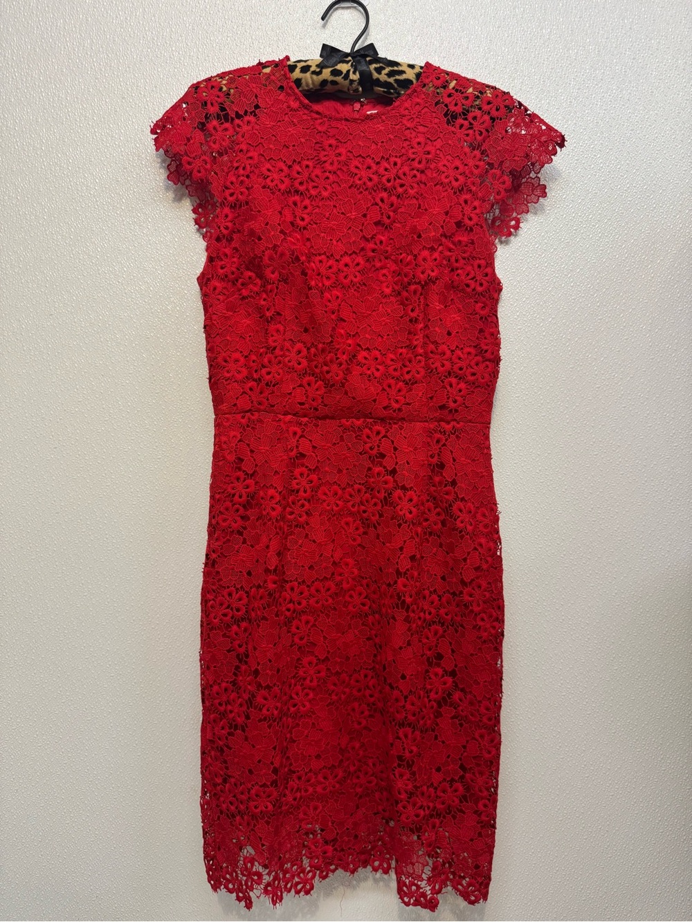Katherine Kelly Red Floral Lace Midi Dress Sz 6